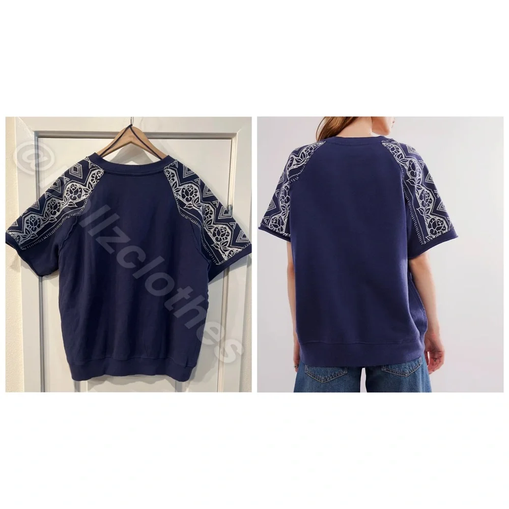 Free People Rose Embroidered Sweatshirt 25 - Picture 8 of 10